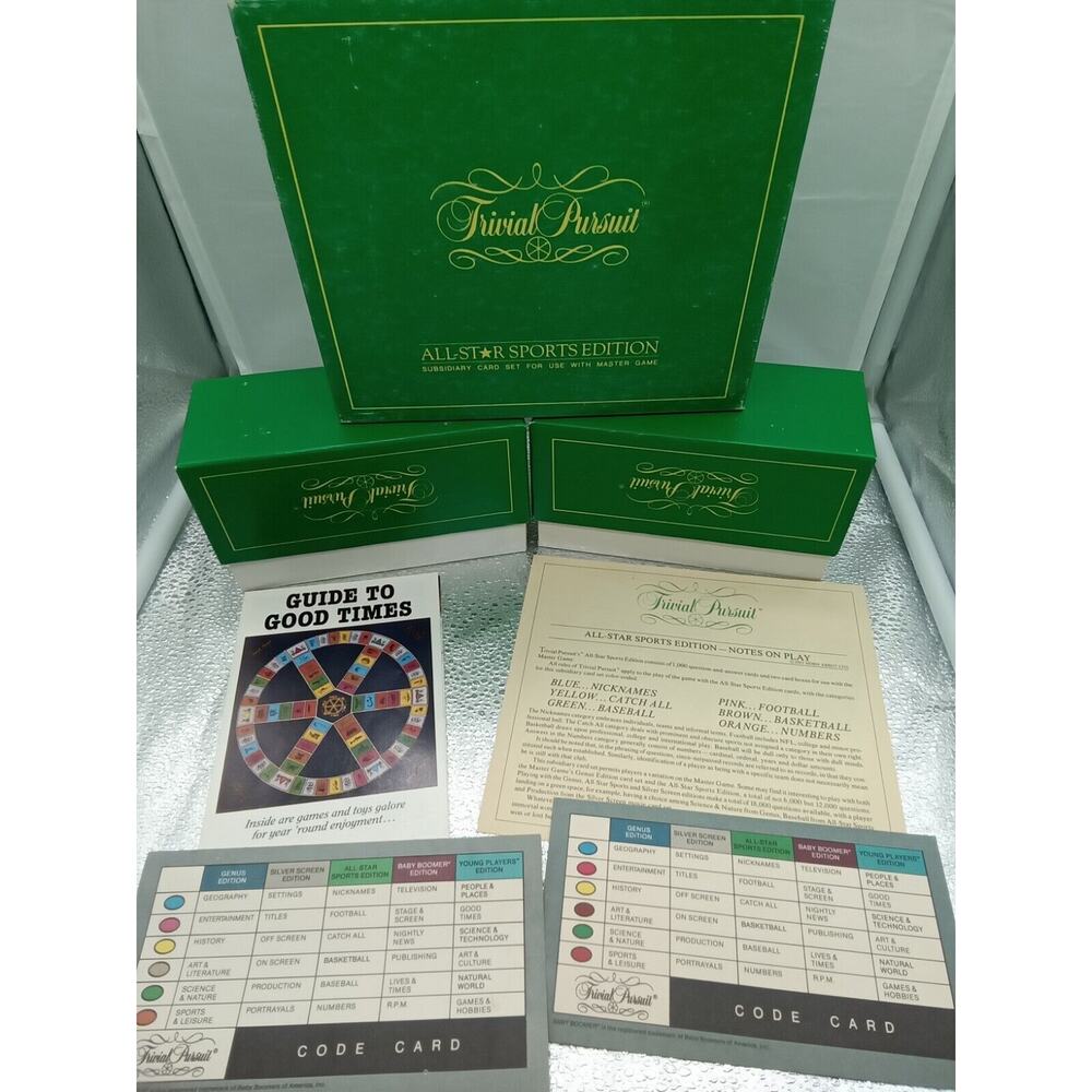 Trivial Pursuit All Star Sports Edition Card Subsidiary Set Use with Master Game